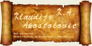 Klaudije Apostolović vizit kartica